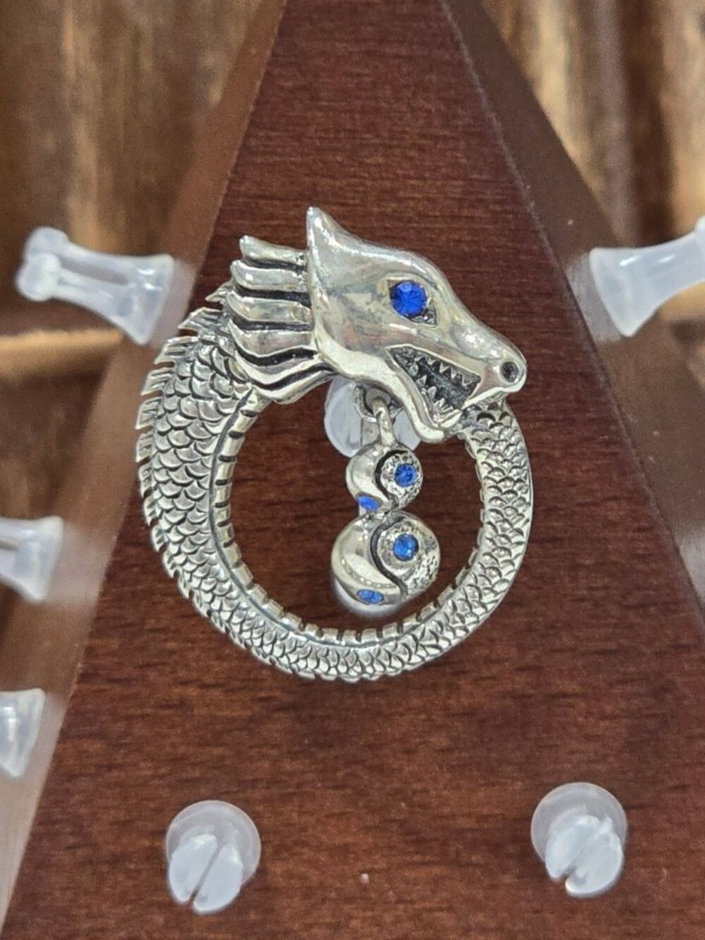 Painful Pleasures ✦ Dragon Ouroboros Navel Ring ✦ 14G Surgical Steel Blue Gems